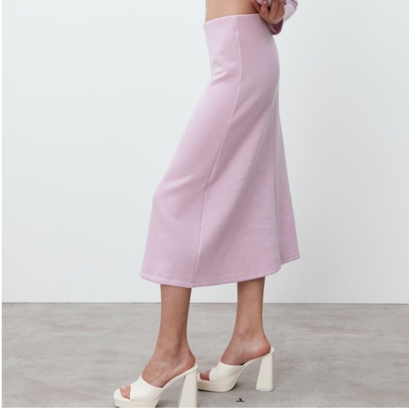 Soft A-line Midi Skirt Zara Mauve - Picture 1 of 14